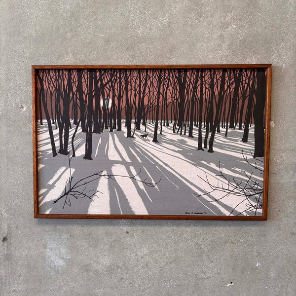 Vintage Framed Fabric Forest Art