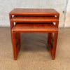 Solid Teak Vintage Danish Hand Sculpted Nesting Tables Set of 3