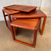 Solid Teak Vintage Danish Hand Sculpted Nesting Tables Set of 3