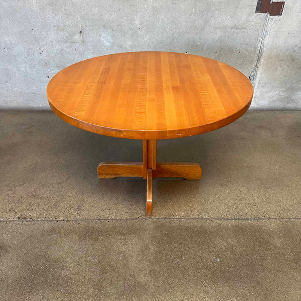 Vintage Round Dining Table w/ Butcher Block Top