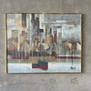 Mid Century Modern Framed Cityscape Painting by LEE REYNOLDS for Vanguard