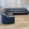 Italian Black Leather Sectional Sofa Couch by Salotti Natuzzi