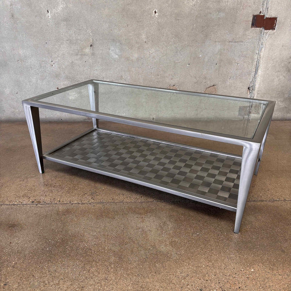 Post Modern Woven Metal Style of Philipe Stork Coffee Table