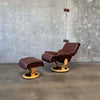 Ekornes Leather Lounge Chair & Ottoman