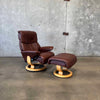 Ekornes Leather Lounge Chair & Ottoman
