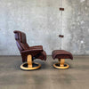Ekornes Leather Lounge Chair & Ottoman