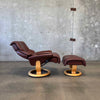 Ekornes Leather Lounge Chair & Ottoman