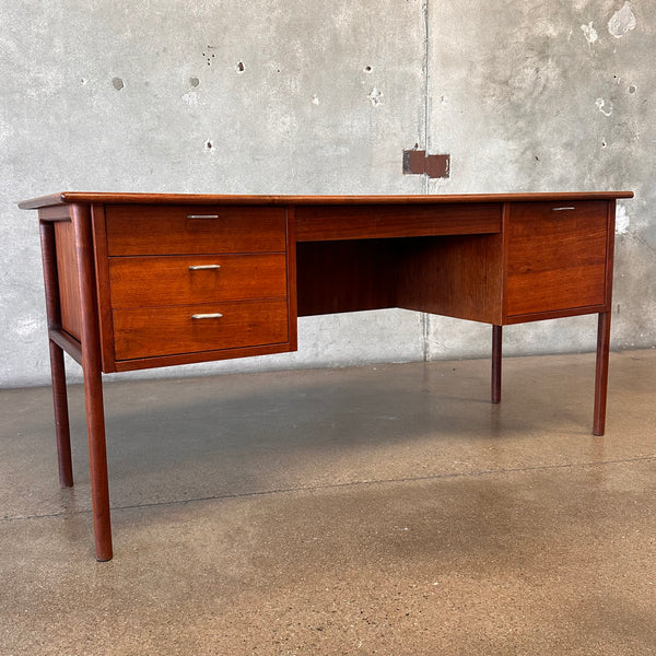 C. 1960's Vintage Danish Teak with Metal Pulls and Finished Back