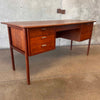 C. 1960's Vintage Danish Teak with Metal Pulls and Finished Back
