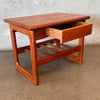 Solid Sculpted Danish Teak End Table by Drylund with Drawer