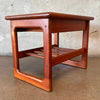 Solid Sculpted Danish Teak End Table by Drylund with Drawer