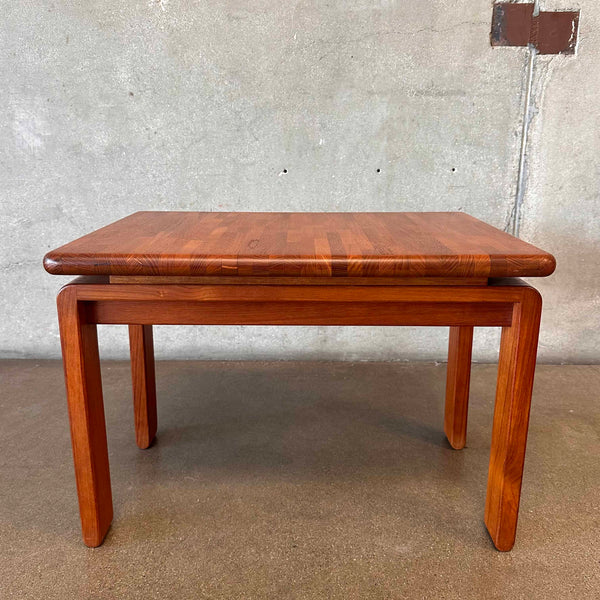 Solid Danish Teak Butcher Block End Table