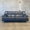 Mid Century Modern Italian Black Leather Couch/Sofa