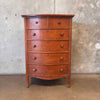 Antique Oak 6 Drawer Dresser/ Chest w/ Carved Frame Beveled Oval Mirror