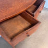 Antique Oak 6 Drawer Dresser/ Chest w/ Carved Frame Beveled Oval Mirror