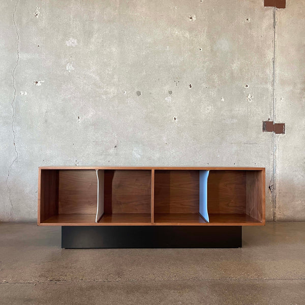 Modern Walnut Record Storage Credenza