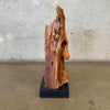 Organic Design Wood Carved Face From Live Edge Wood Fragment Signed Folk Art