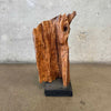 Organic Design Wood Carved Face From Live Edge Wood Fragment Signed Folk Art