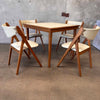 Vintage Mid Century Modern Wood Folding Table & (4) Chairs