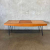 Vintage Mid Century Modern Coffee Table On Hairpin Legs