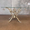 Vintage Tole Metal Side Table With Glass Top