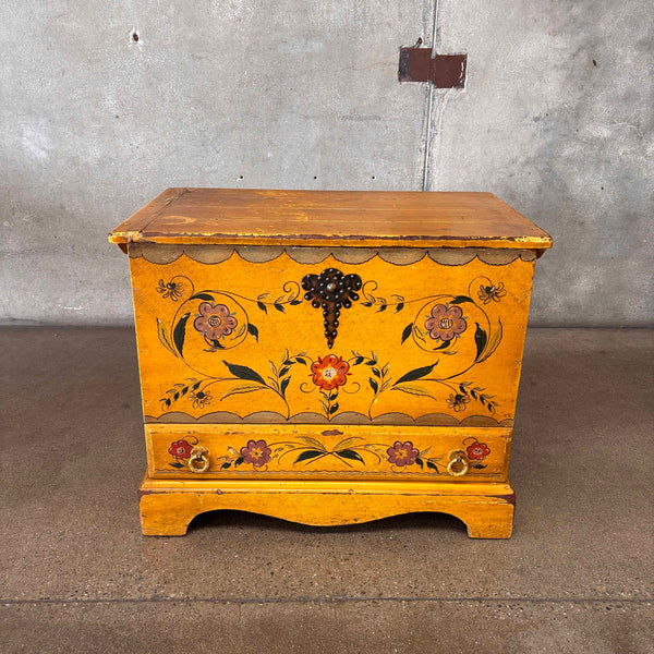 Monterey Style Folk Art Large Blanket Chest Hand Painted 1930's