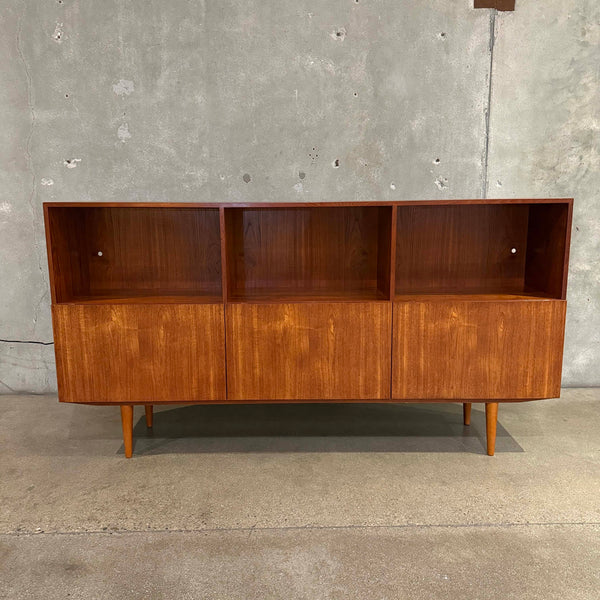 Danish Teak Sideboard With Lighted Bar Cabinet