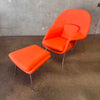 Knoll "Womb" Chair & Ottoman Reproduction In Tangerine Fabric - HOLD