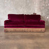 Ralph Lauren Burgundy Velvet Sofa With Down Filled Cushions