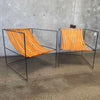 Pair of Mid Century Wrought Iron Leather Sling Lounge Chairs