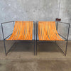 Pair of Mid Century Wrought Iron Leather Sling Lounge Chairs