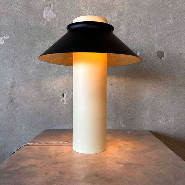 Pair of Scandinavian 20th Century Steel Off White Black & Gold Lamps #2