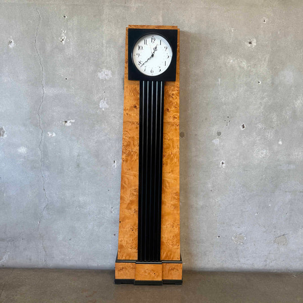 80's Reproduction of Biedermeier Longcase Clock With Quartz Movement