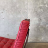 Cantoni Barcelona Style Red Leather Chair & Ottoman
