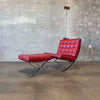 Cantoni Barcelona Style Red Leather Chair & Ottoman