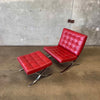 Cantoni Barcelona Style Red Leather Chair & Ottoman
