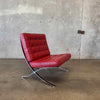Cantoni Barcelona Style Red Leather Chair & Ottoman