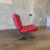 Cantoni Barcelona Style Red Leather Chair & Ottoman