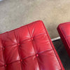 Cantoni Barcelona Style Red Leather Chair & Ottoman