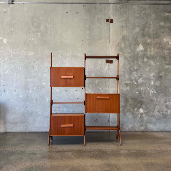 Mid Century Modern Teak Wall Unit With Drop Down Desk