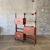 Mid Century Modern Teak Wall Unit With Drop Down Desk