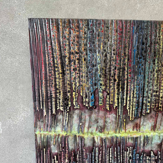 Contemporary Art Painting Of Linear Graphic Art Design On Canvas