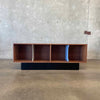 Record Storage Walnut Credenza - Blue & White Dividers