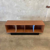 Record Storage Walnut Credenza - Blue & White Dividers