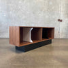 Record Storage Walnut Credenza - Black & White Dividers