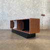 Record Storage Walnut Credenza - Black & White Dividers