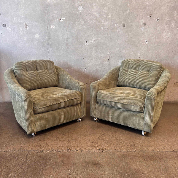 Pair of 1960s Comfy Club Chairs on Castors