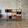 Mid Century Modern Walnut Wall Unit With Desk With Key - Yugoslavia 1960s