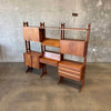 Mid Century Modern Walnut Wall Unit With Desk With Key - Yugoslavia 1960s