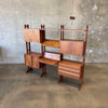 Mid Century Modern Walnut Wall Unit With Desk With Key - Yugoslavia 1960s